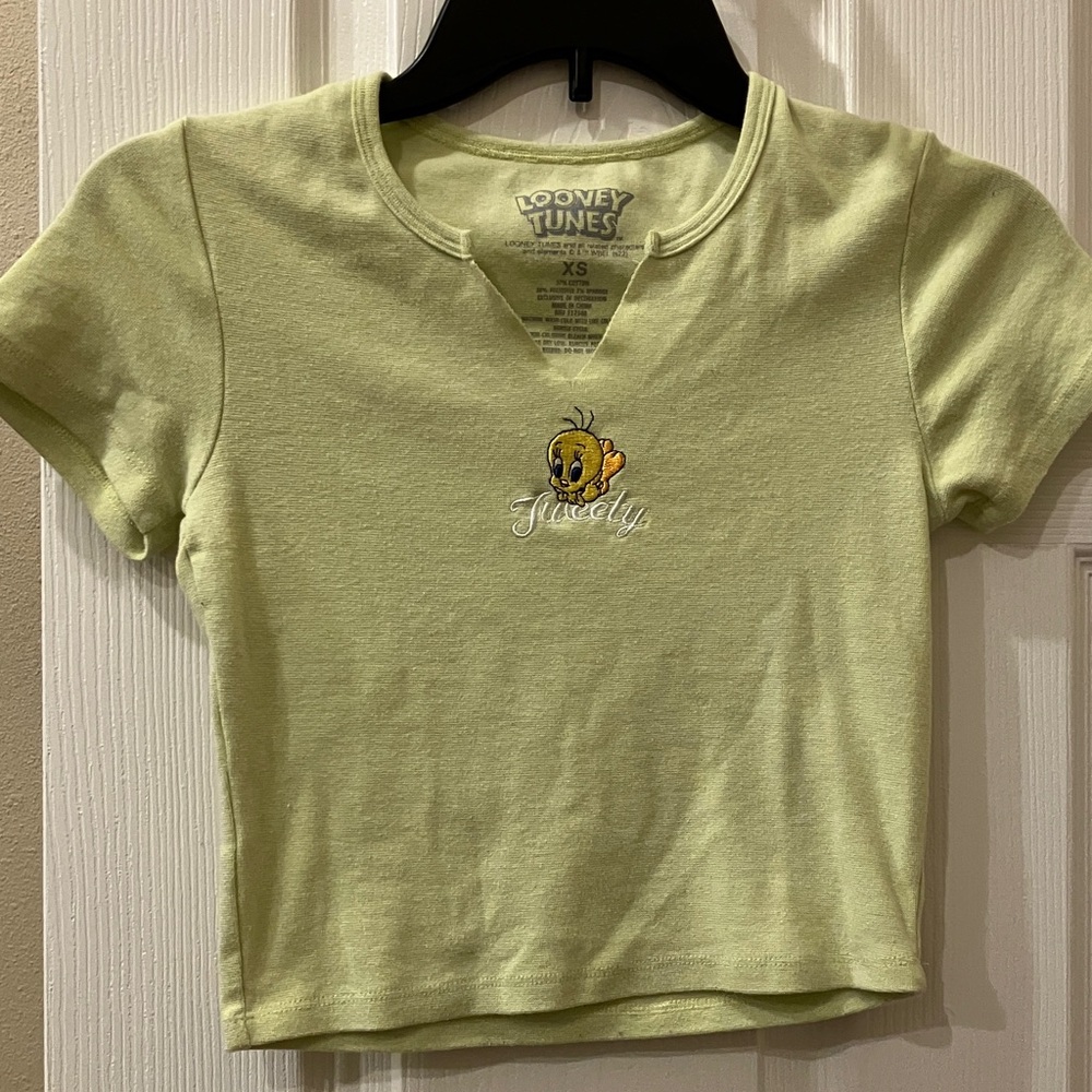 Warner Bros. Tweety Light Green Kids Short Sleeve Tee